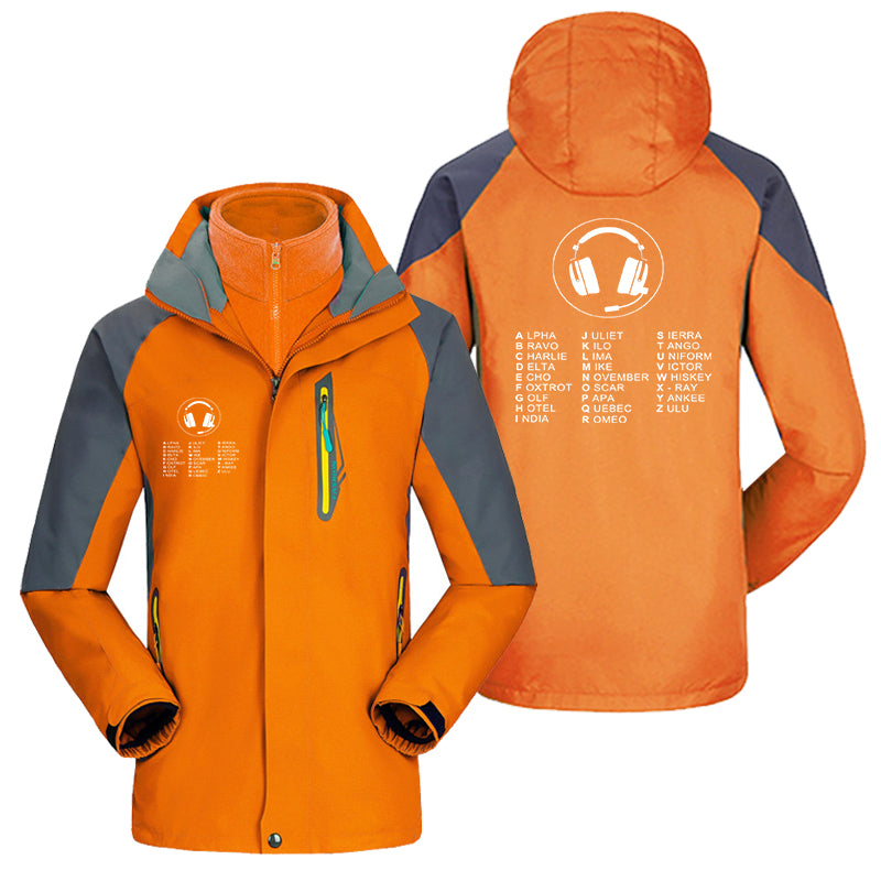 Aviation Alphabet 3 Designed Thick Skiing Jackets