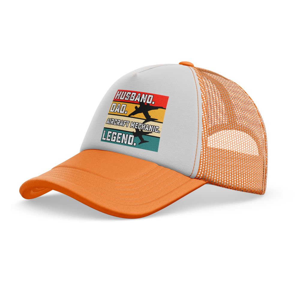 Husband & Dad & Aircraft Mechanic & Legend Designed Trucker Caps & Hats