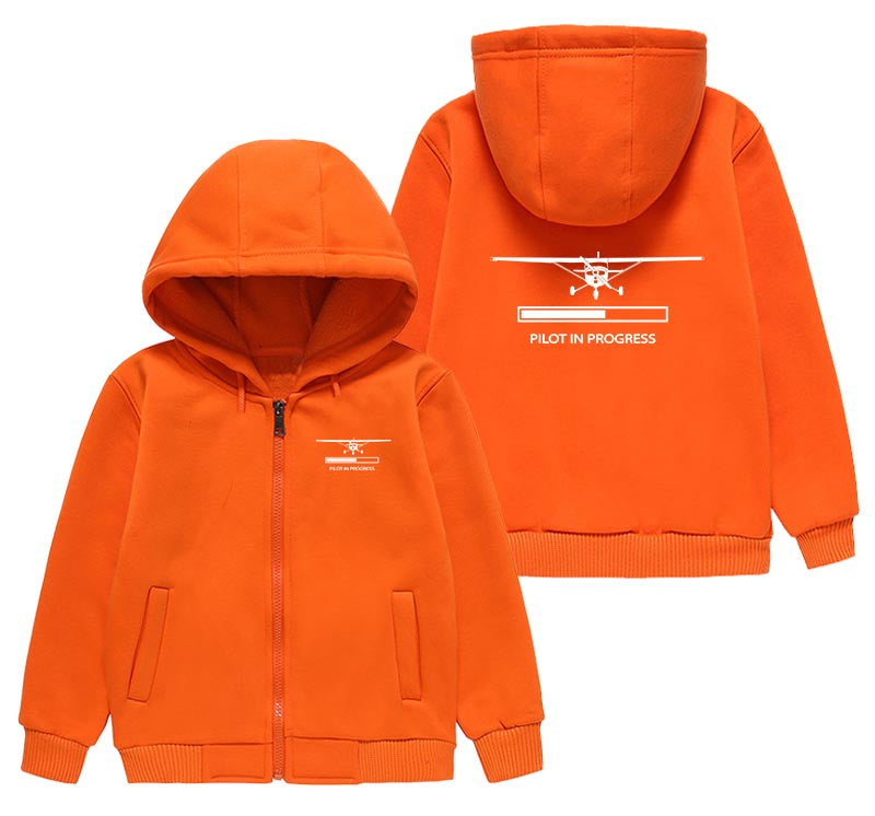 Pilot In Progress (Cessna) Designed "CHILDREN" Zipped Hoodies