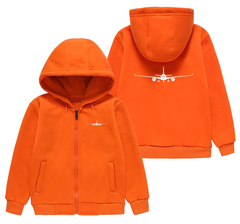 Airbus A350 Silhouette Designed "CHILDREN" Zipped Hoodies