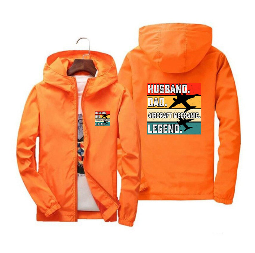 Husband & Dad & Aircraft Mechanic & Legend Designed Thin Windbreaker Jackets