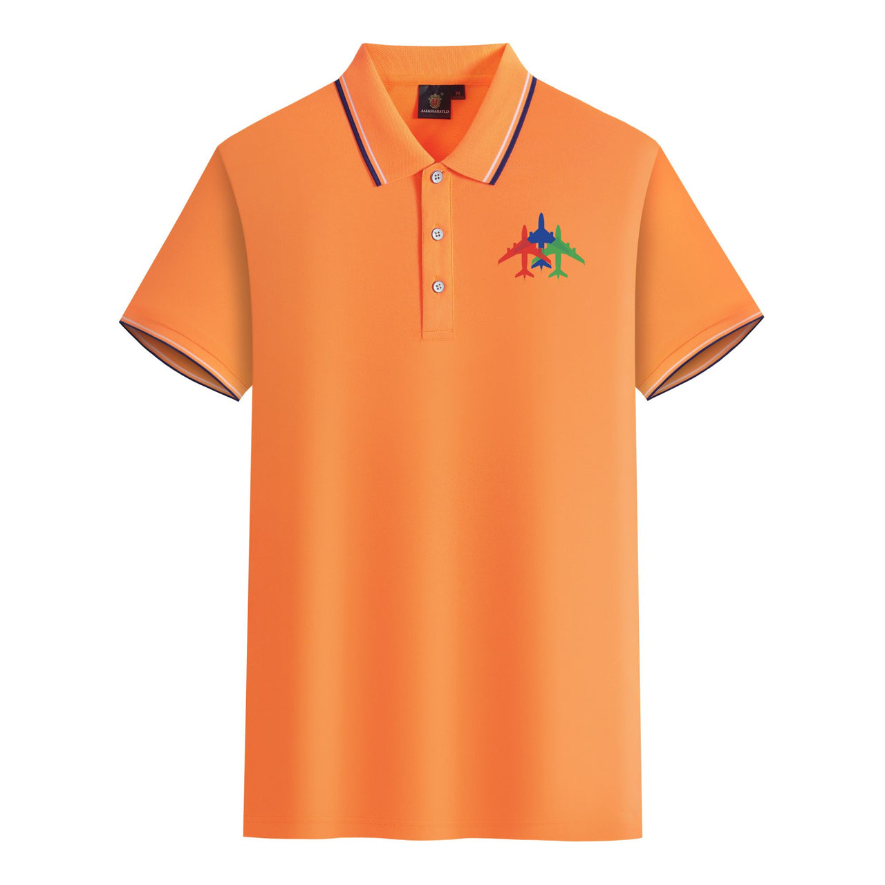 Colourful 3 Airplanes Designed Stylish Polo T-Shirts