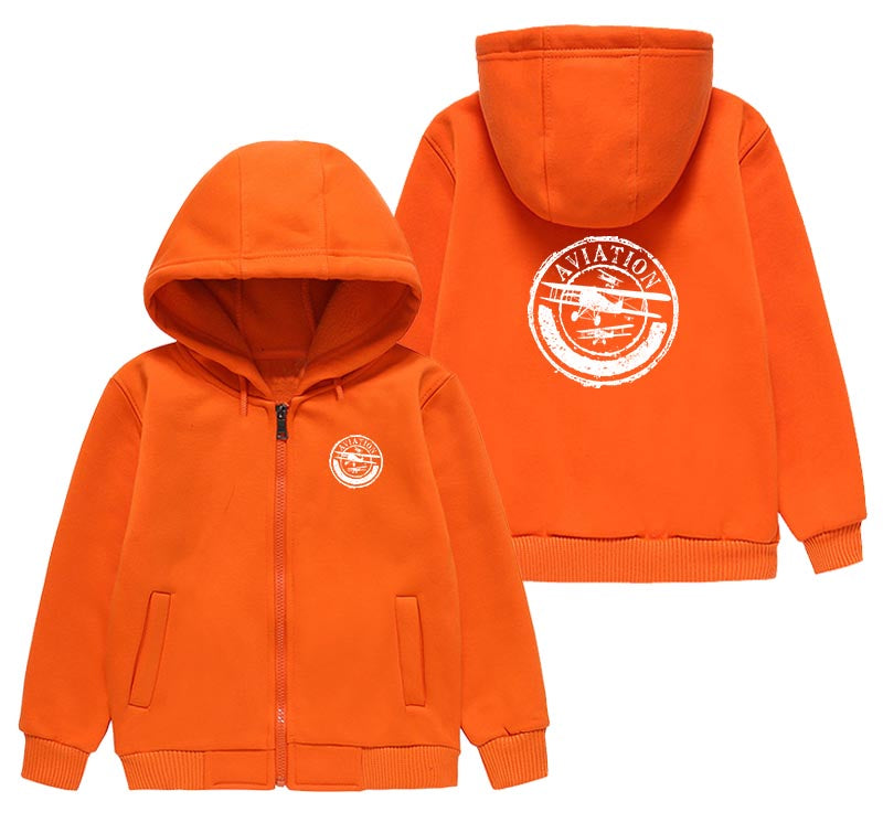 Aviation Lovers Designed "CHILDREN" Zipped Hoodies