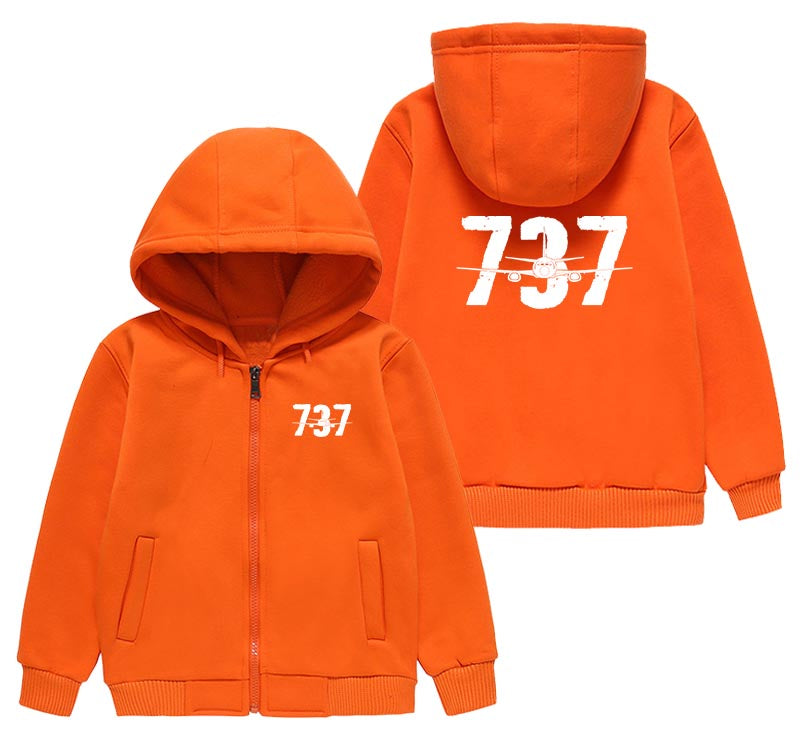 Boeing 737 Designed Designed "CHILDREN" Zipped Hoodies