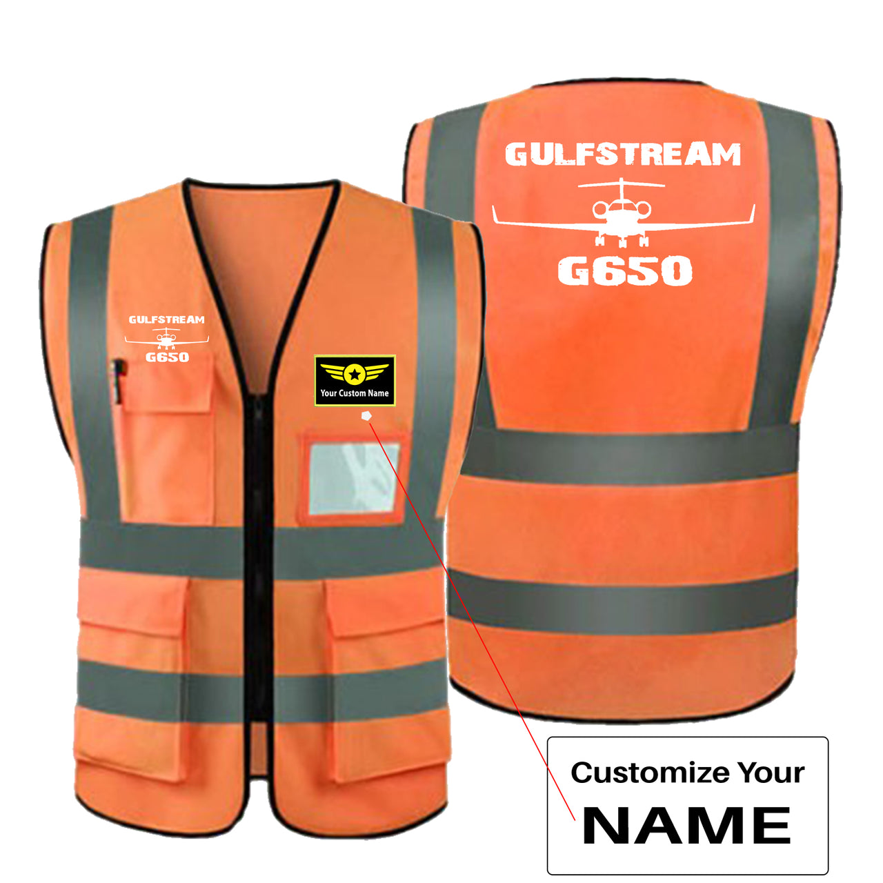 Gulfstream G650 & Plane Designed Reflective Vests