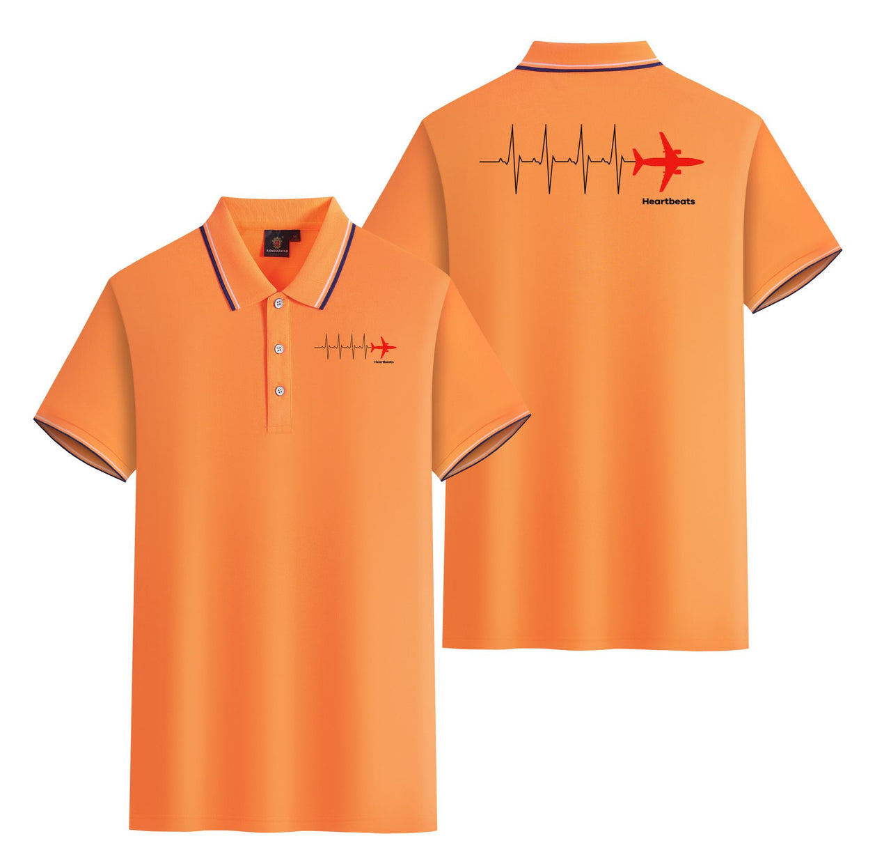 Aviation Heartbeats Designed Stylish Polo T-Shirts (Double-Side)