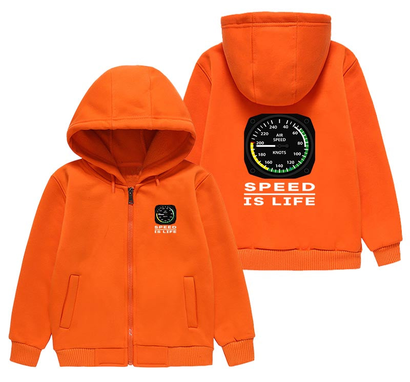 Speed Is Life Designed "CHILDREN" Zipped Hoodies