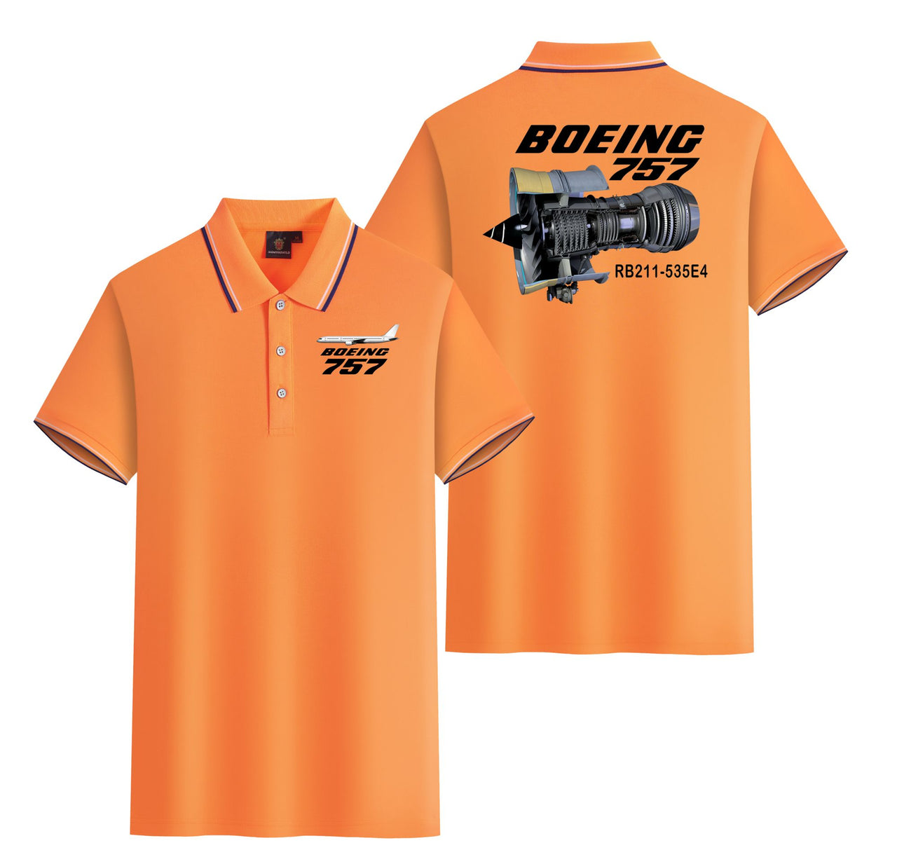 Boeing 757 & Rolls Royce Engine (RB211) Designed Stylish Polo T-Shirts (Double-Side)