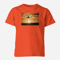 Thumbnail for Two Aeroplanes During Sunset Designed Children T-Shirts