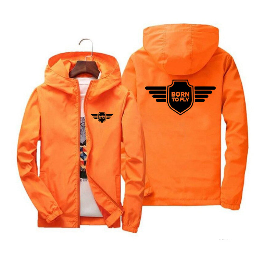 Born To Fly & Badge Designed Thin Windbreaker Jackets