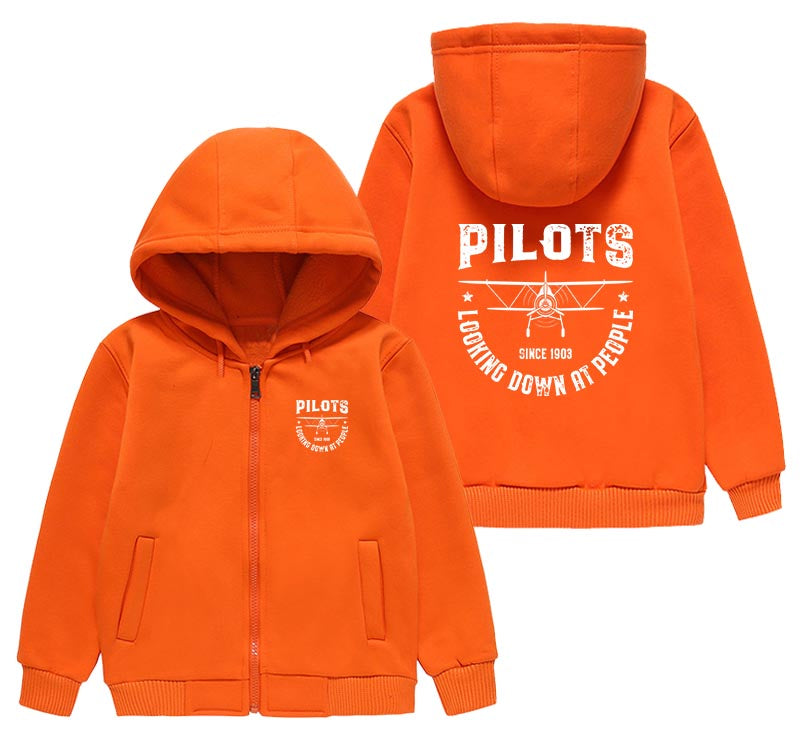 Pilots Looking Down at People Since 1903 Designed "CHILDREN" Zipped Hoodies