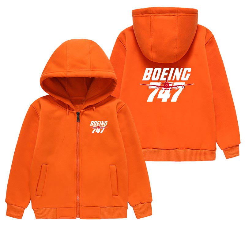 Amazing Boeing 747 Designed "CHILDREN" Zipped Hoodies