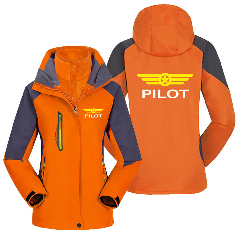 Pilot & Badge Designed Thick "WOMEN" Skiing Jackets