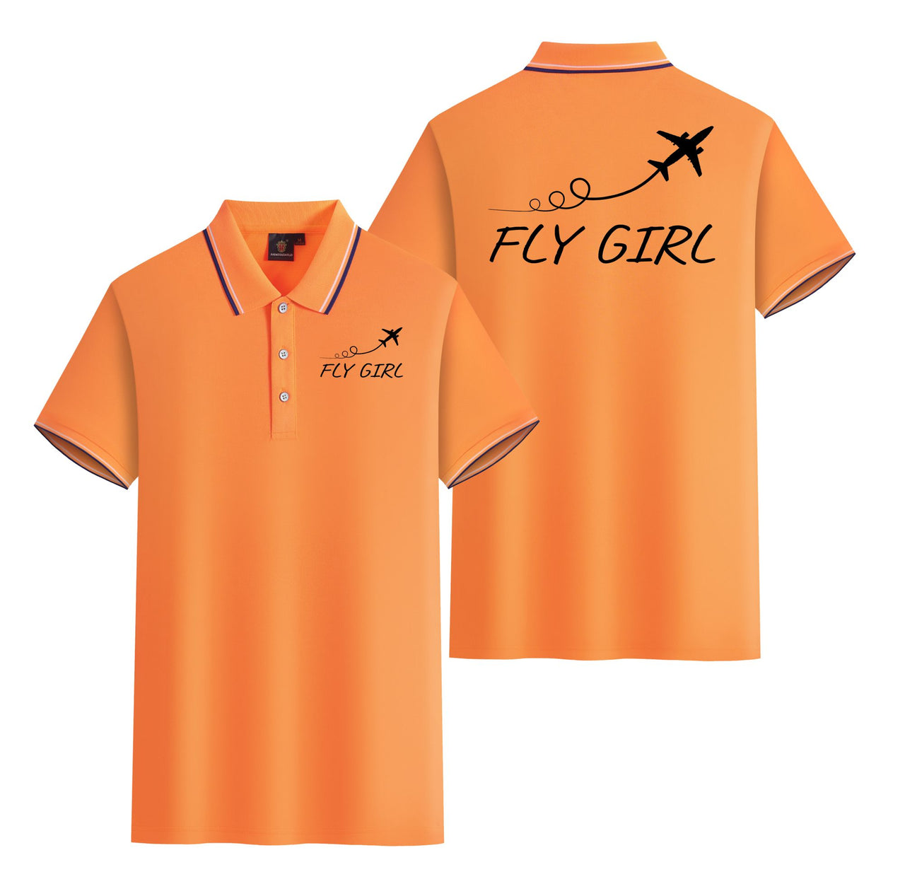 Just Fly It & Fly Girl Designed Stylish Polo T-Shirts (Double-Side)