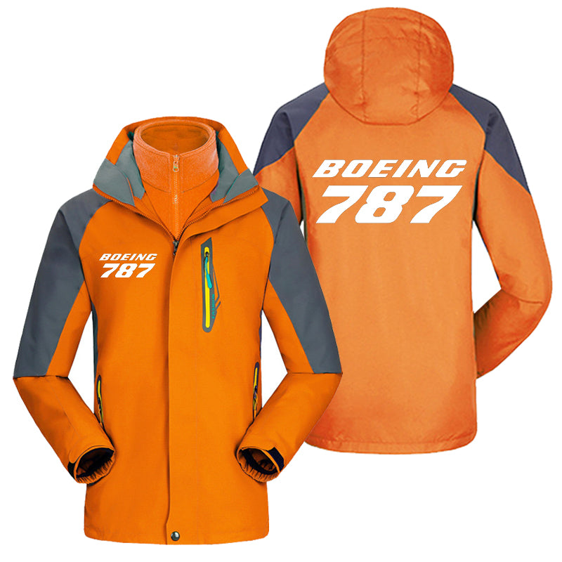 Boeing 787 & Text Designed Thick Skiing Jackets