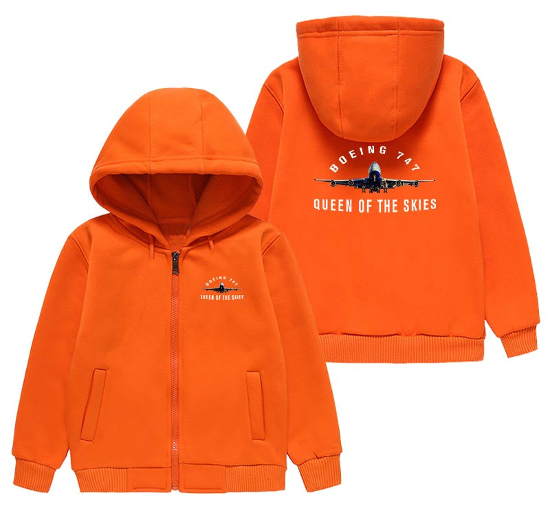 Boeing 747 Queen of the Skies Designed "CHILDREN" Zipped Hoodies