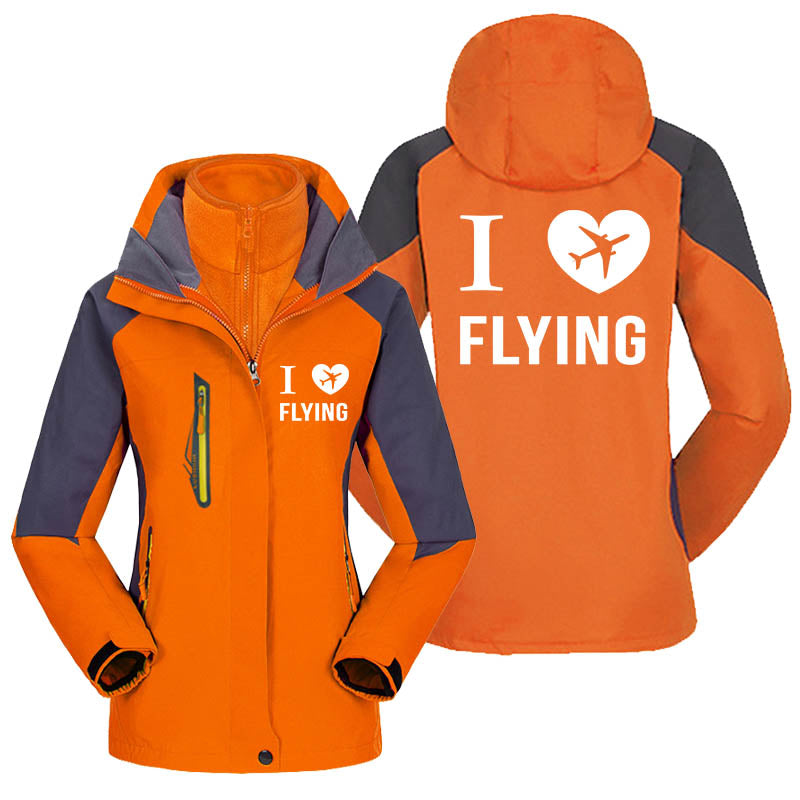 I Love Flying Designed Thick "WOMEN" Skiing Jackets