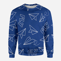 Thumbnail for Paper Airplane & Fly (Blue) Designed 3D Sweatshirts