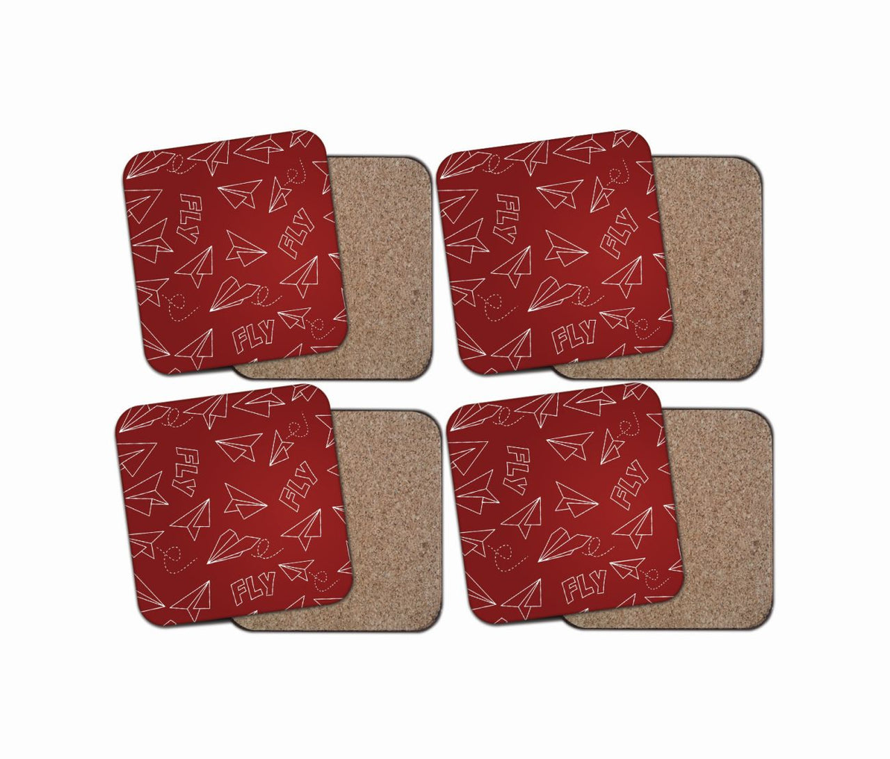 Paper Airplane & Fly (Red) Designed Coasters