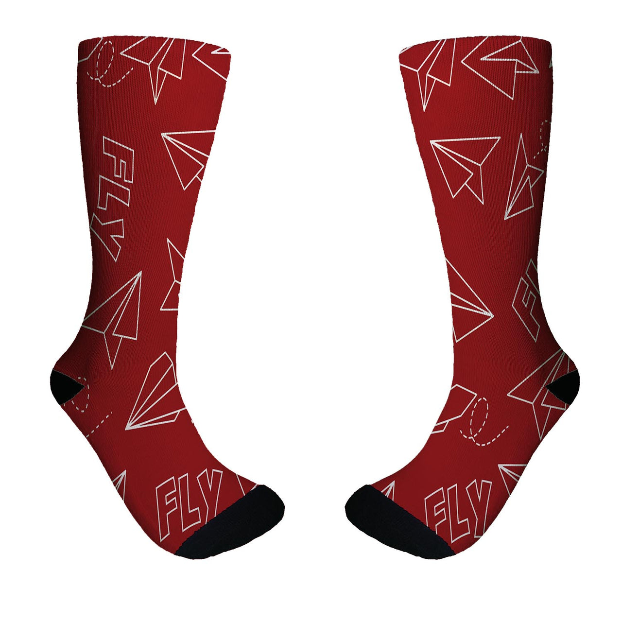 Paper Airplane & Fly (Red) Designed Socks