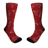 Thumbnail for Paper Airplane & Fly (Red) Designed Socks