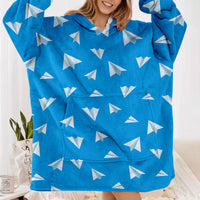 Thumbnail for Paper Airplanes (Blue) Designed Blanket Hoodies