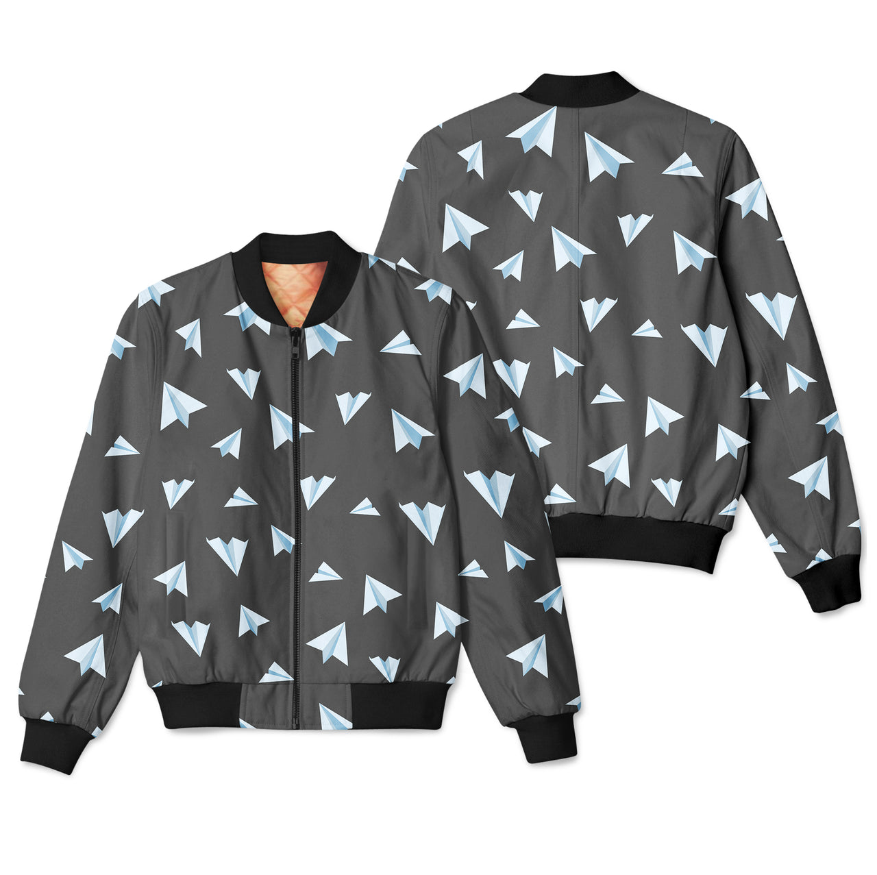 Paper Airplanes (Gray) Designed 3D Pilot Bomber Jackets