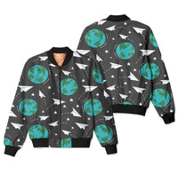 Thumbnail for Paper Planes & Earth Designed 3D Pilot Bomber Jackets