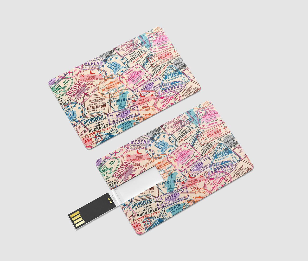 Passport Stamps Designed USB Cards