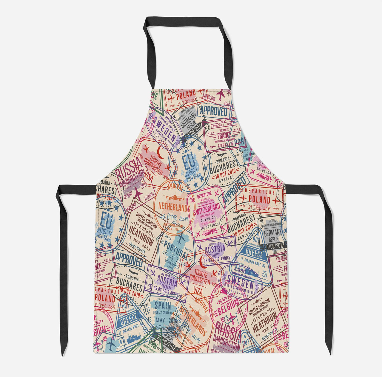 Passport Stamps Designed Kitchen Aprons