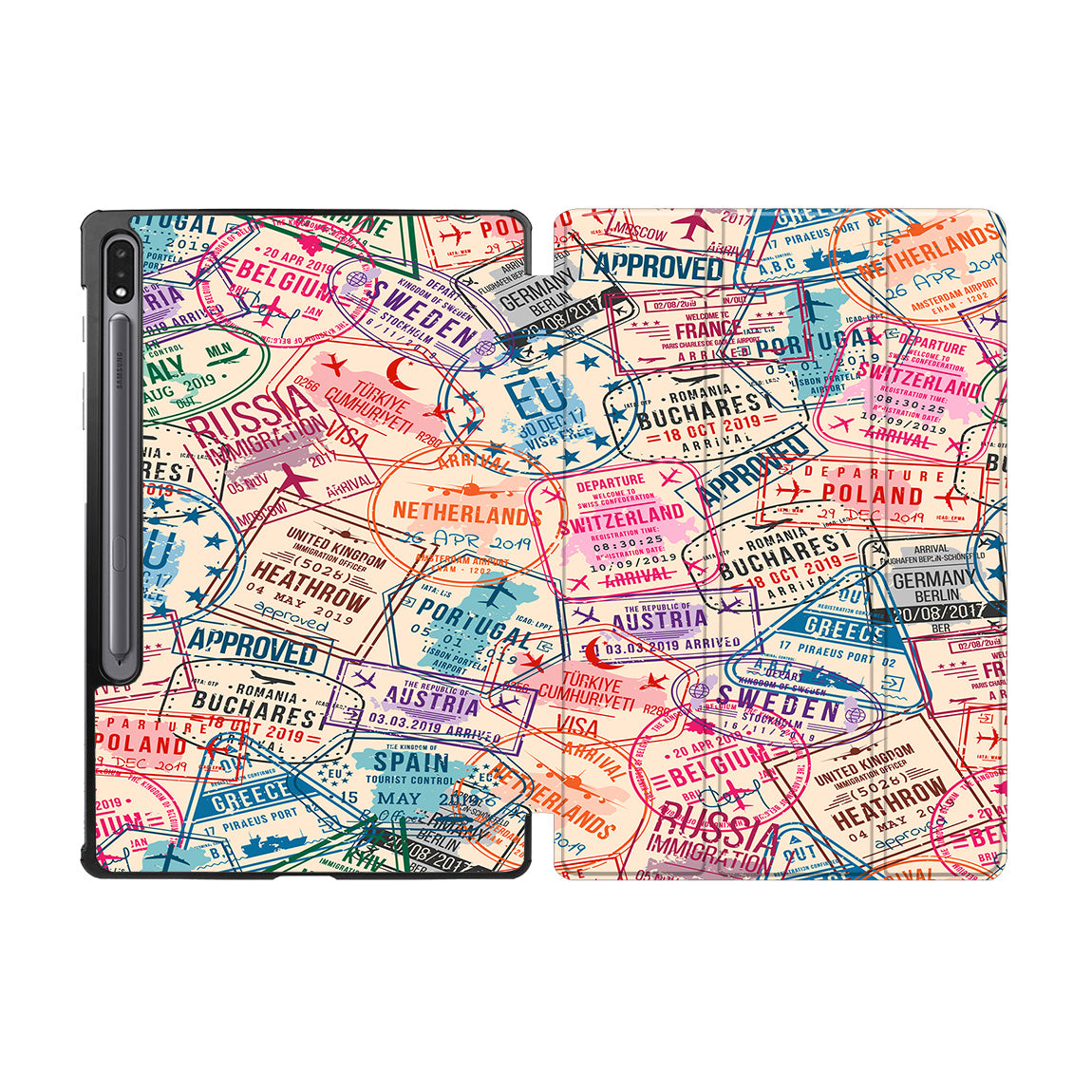 Passport Stamps Designed Samsung Tablet Cases