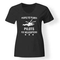 Thumbnail for People Fly Planes Pilots Fly Helicopters Designed V-Neck T-Shirts