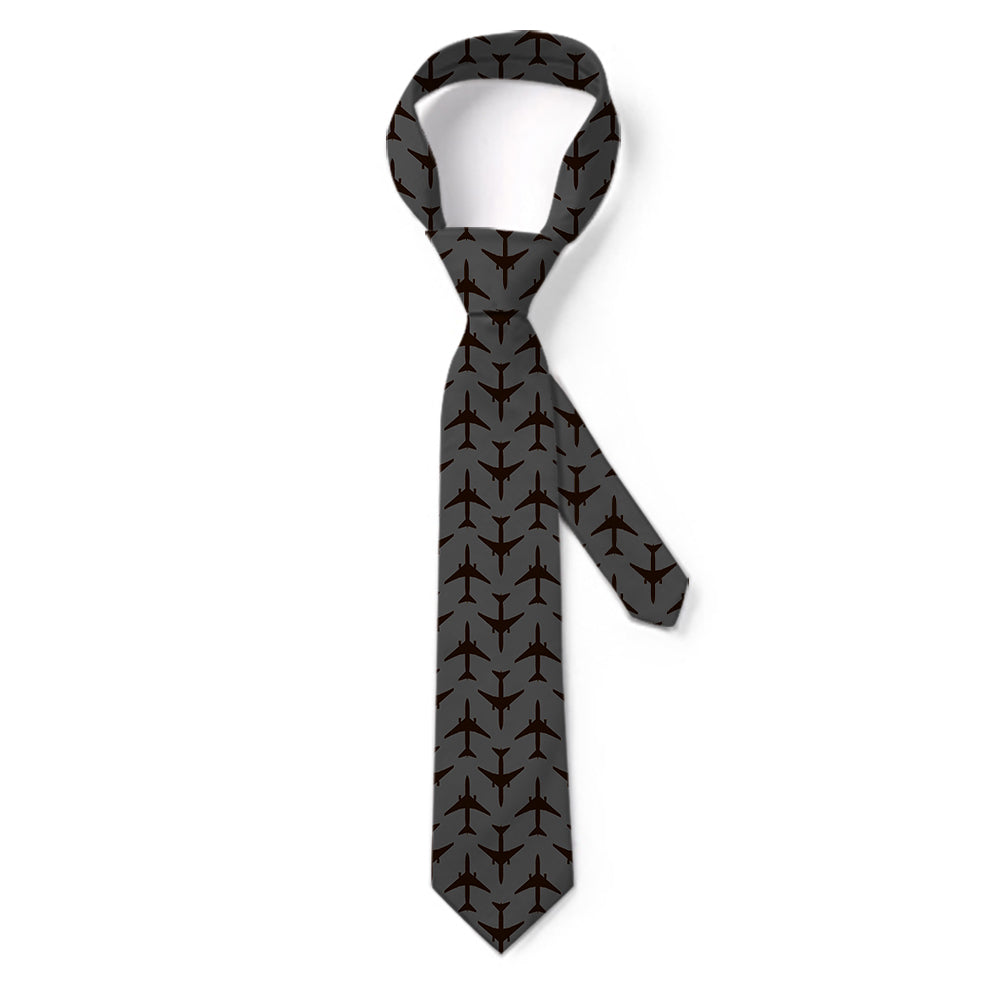 Perfectly Sized Seamless Airplanes Gray Designed Ties