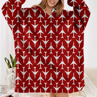 Thumbnail for Perfectly Sized Seamless Airplanes Red Designed Blanket Hoodies