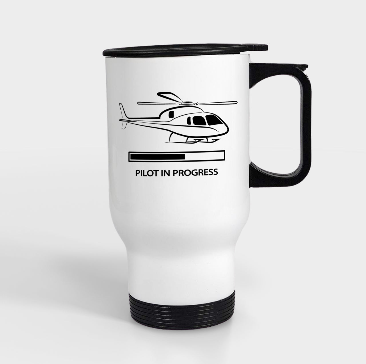 Pilot In Progress (Helicopter) Designed Travel Mugs (With Holder)
