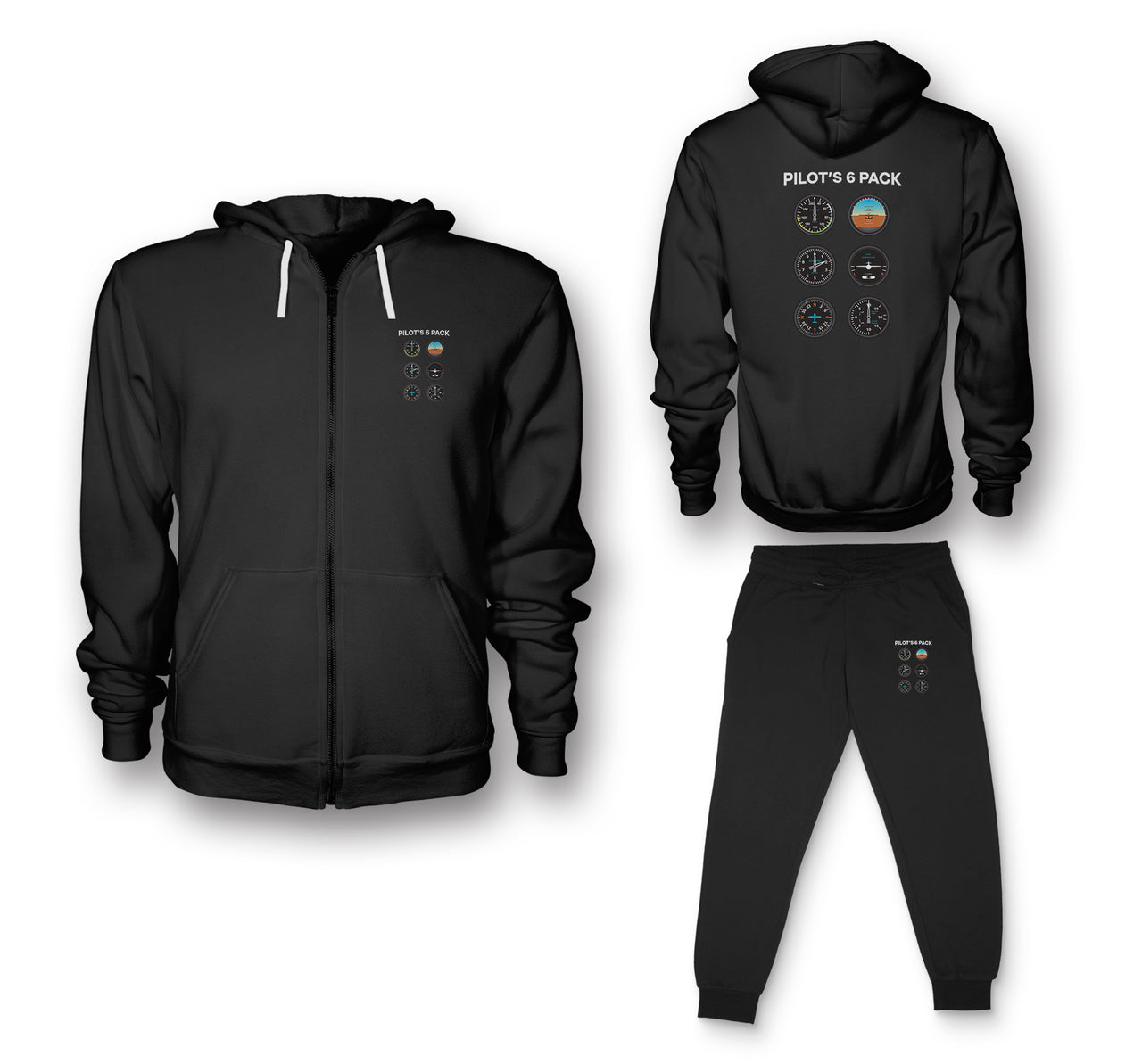 Pilot's 6 Pack Designed Zipped Hoodies & Sweatpants Set