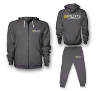 Thumbnail for Pilots They Know How To Fly Designed Zipped Hoodies & Sweatpants Set