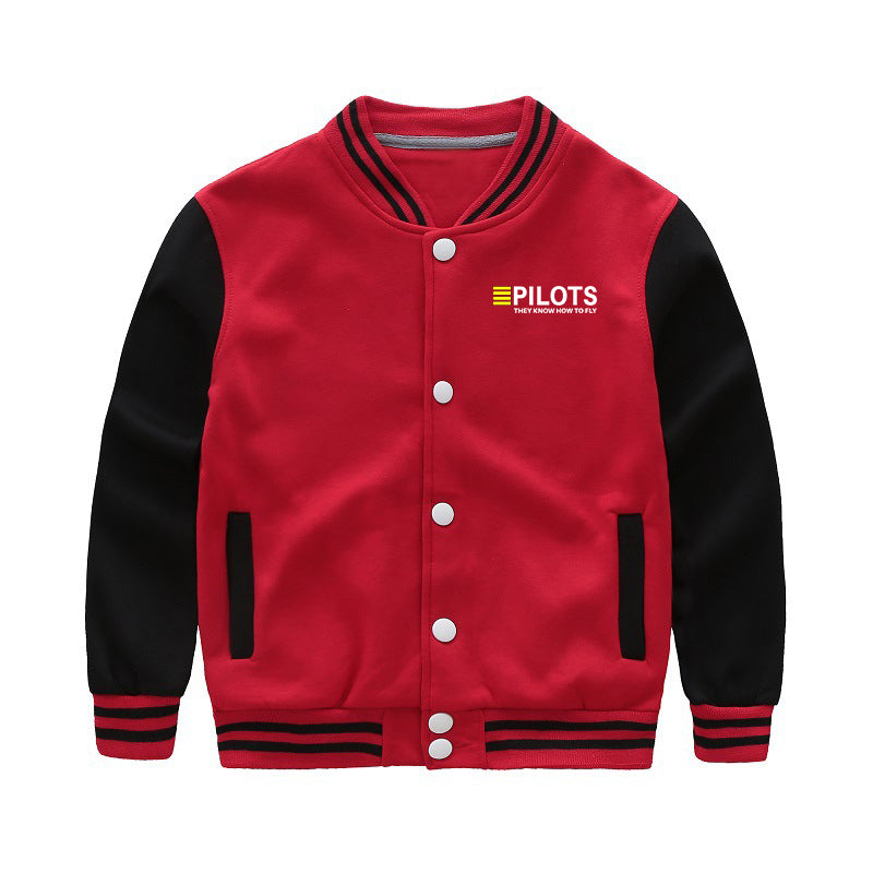 Pilots They Know How To Fly Designed "CHILDREN" Baseball Jackets