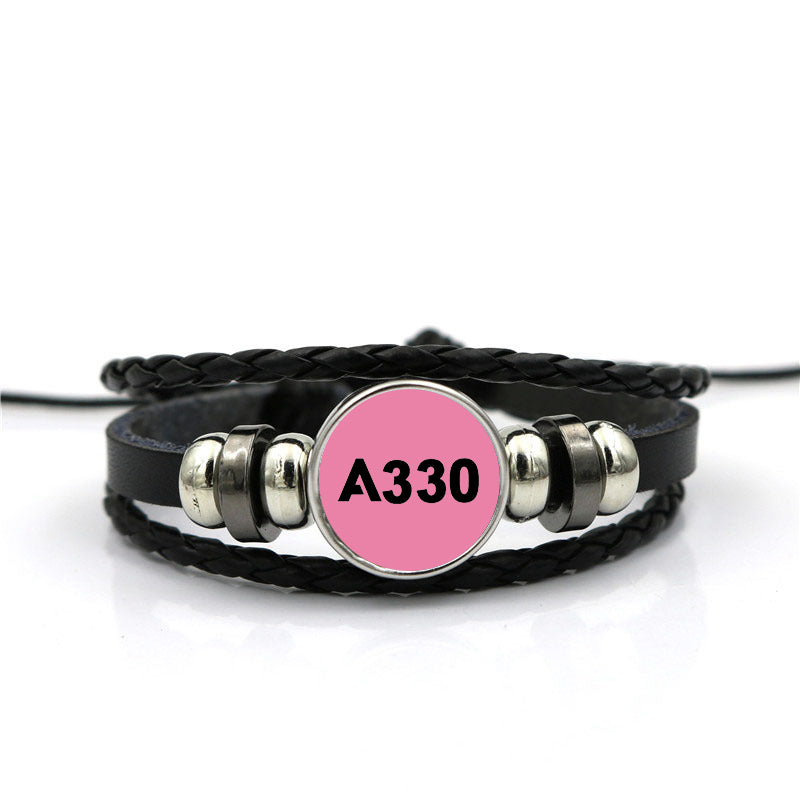 A330 Flat Text Designed Leather Bracelets