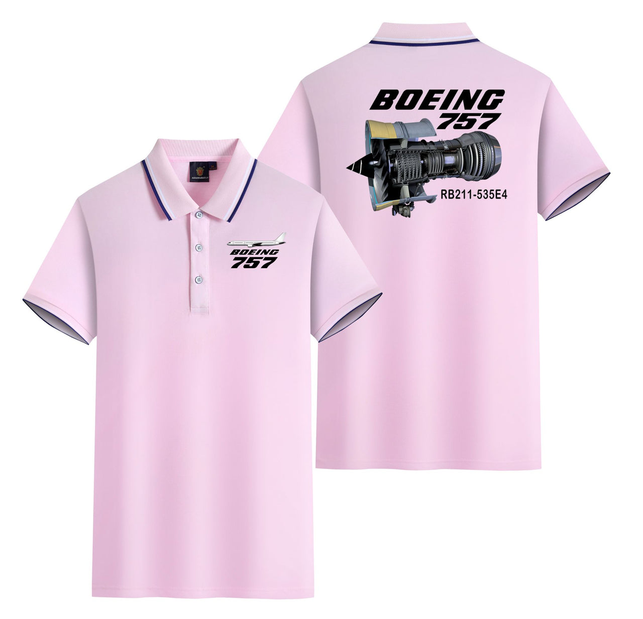 Boeing 757 & Rolls Royce Engine (RB211) Designed Stylish Polo T-Shirts (Double-Side)