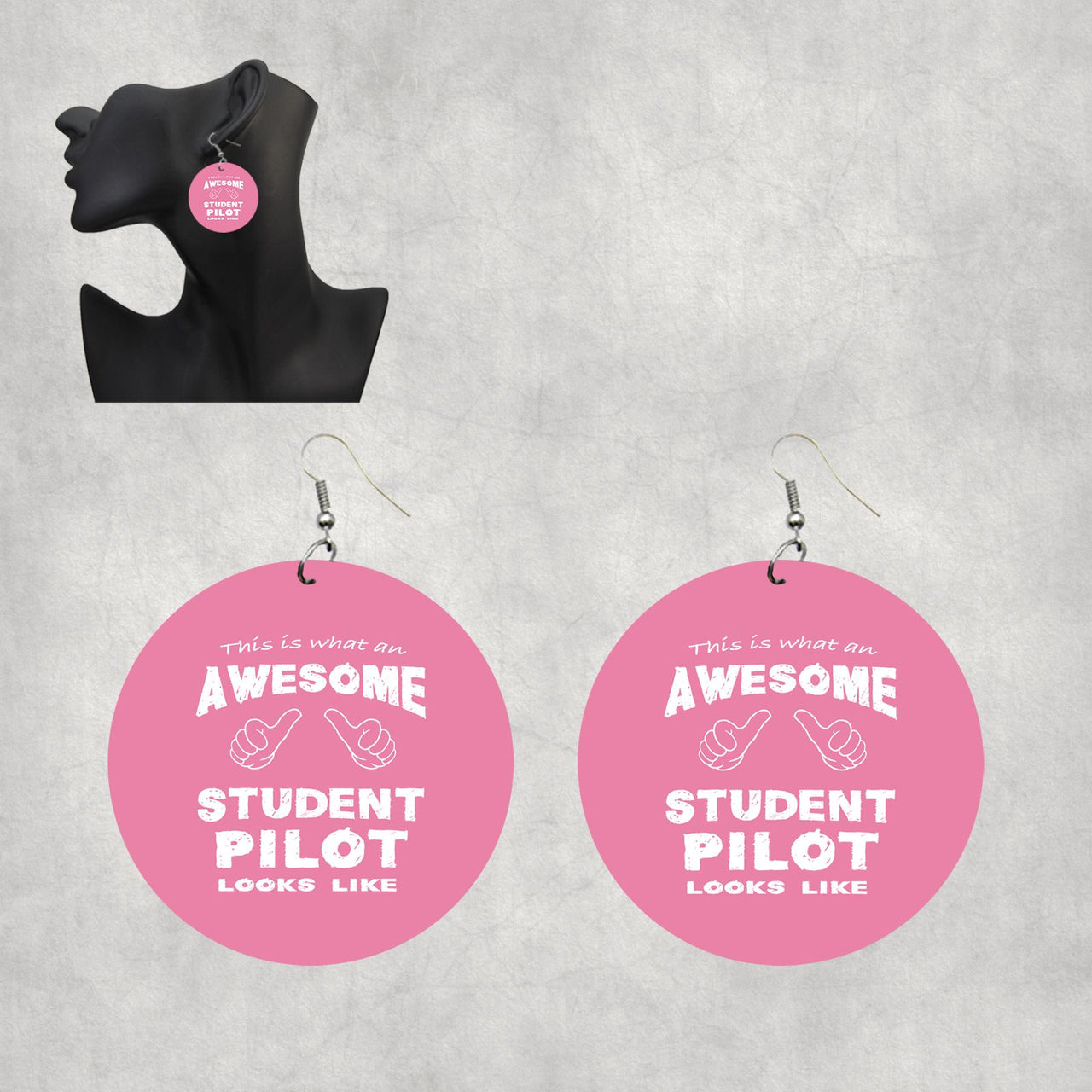 Student Pilot Designed Wooden Drop Earrings