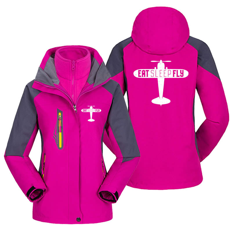 Eat Sleep Fly & Propeller Designed Thick "WOMEN" Skiing Jackets