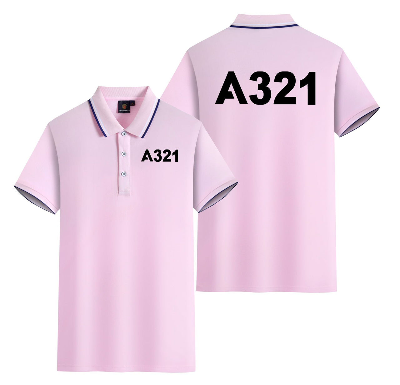 A321 Flat Text Designed Stylish Polo T-Shirts (Double-Side)