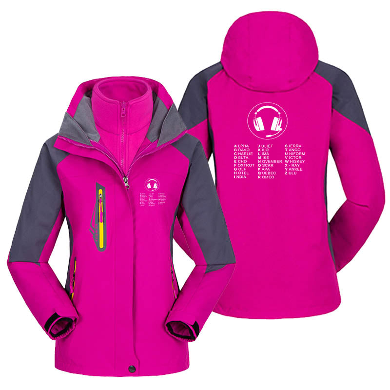 Aviation Alphabet 3 Designed Thick "WOMEN" Skiing Jackets