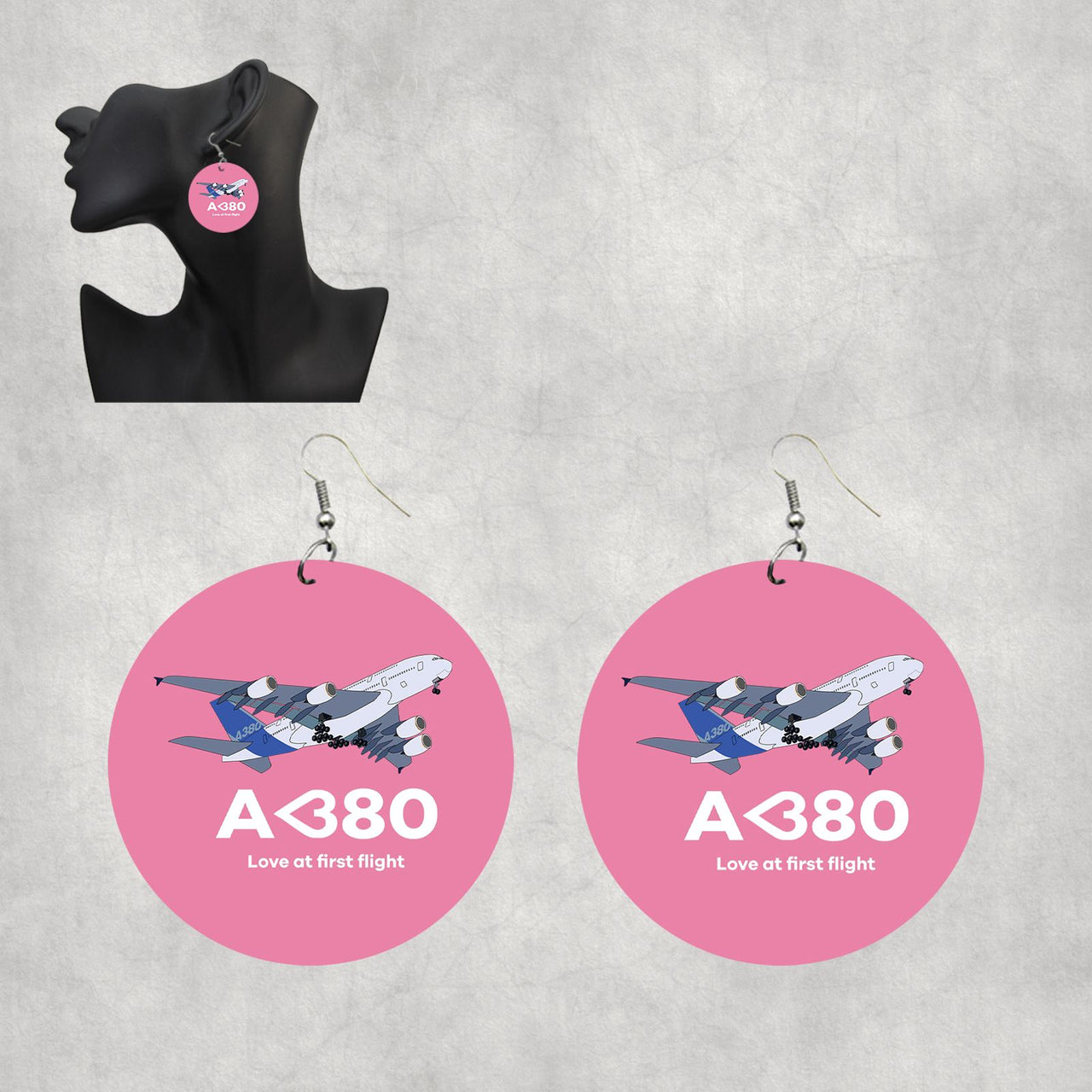 Airbus A380 Love at first flight Designed Wooden Drop Earrings