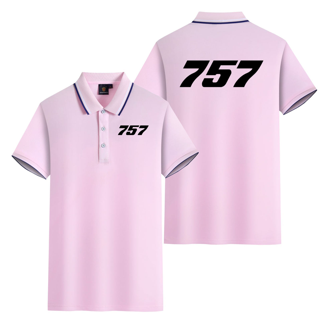 757 Flat Text Designed Stylish Polo T-Shirts (Double-Side)