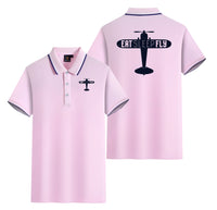 Thumbnail for Eat Sleep Fly & Propeller Designed Stylish Polo T-Shirts (Double-Side)