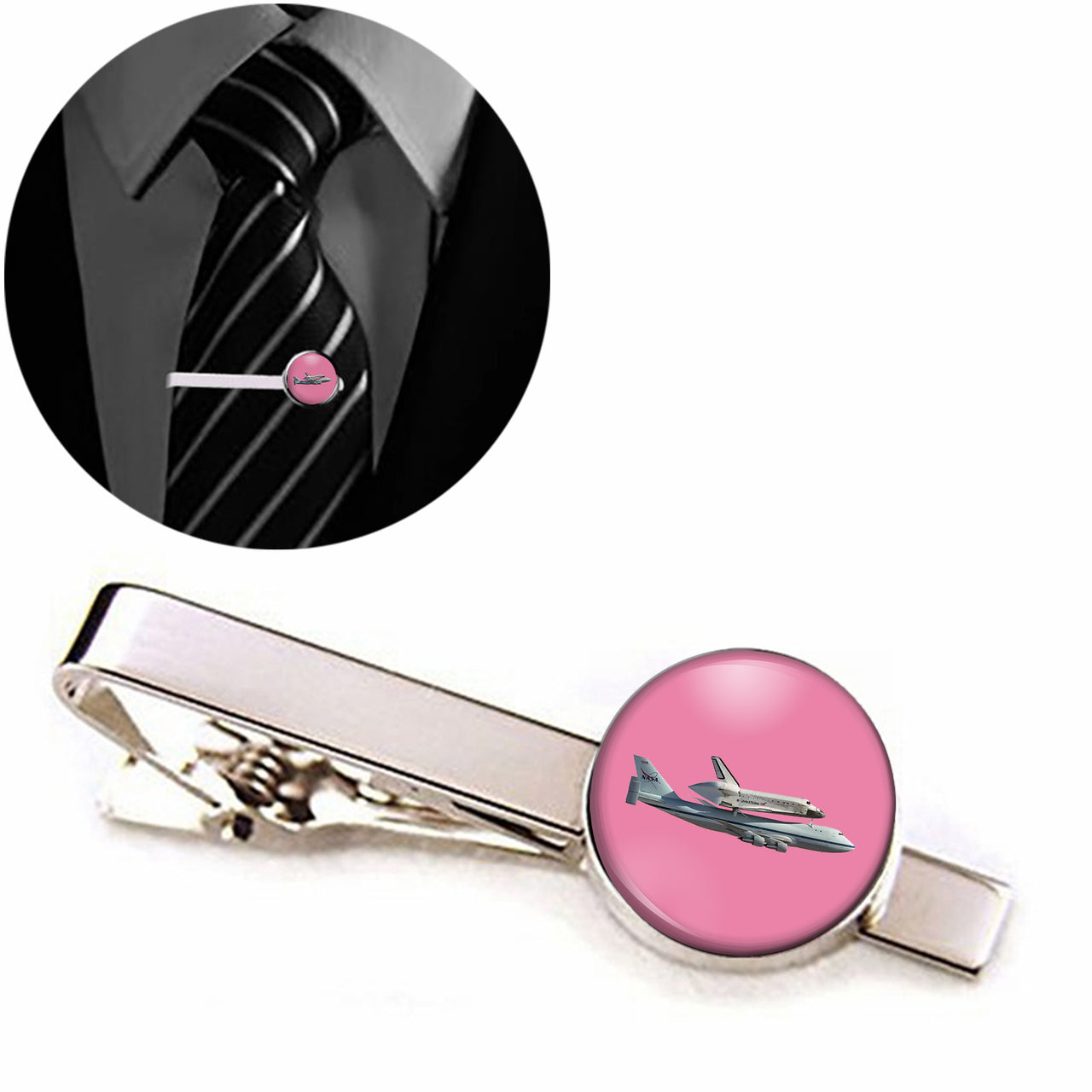 Space shuttle on 747 Designed Tie Clips