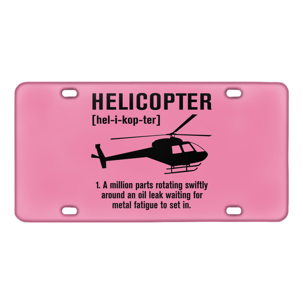 Helicopter [Noun] Designed Metal (License) Plates