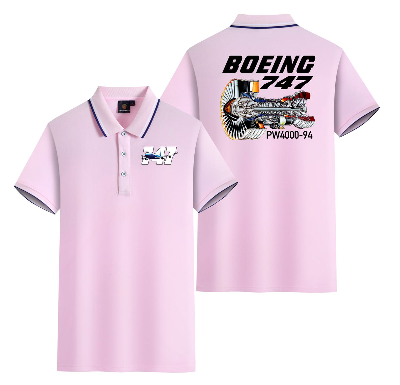 Boeing 747 & PW4000-94 Engine Designed Stylish Polo T-Shirts (Double-Side)